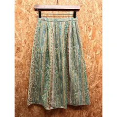 【中古】[印象AB] ingrid イングリッド レディース 63-91 茶系×緑×紺系など コットン×リネン 綿×麻 Aライン タックスカート 裏地付き ロング バティック柄 綿×麻 コットン×リネン 日本製のサムネイル