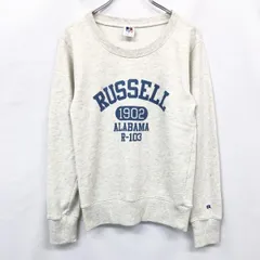 古着 ラッセル RUSSELL スウェットシャツ トレーナー カットソー 裏毛 カレッジプリント 長袖 L ヘザーライトアイボリー(グレーMIX) レディース