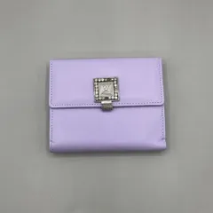 希少　極美品　Paul Smith　ポールスミス　二つ折り財布　フラップ　ラインストーン　シルバー金具　レザー　紫　パープルのサムネイル
