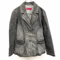 【中古】[印象AB] Levi's RED TAB リーバイス レッドタブ テーラードジャケット レディース M ブラック 綿100% 内ポケット無し デニム 裏地無し USED加工 3つボタン留め 長袖