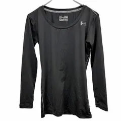 【中古】[印象AB] UNDER ARMOUR アンダーアーマー Tシャツ / アンダーシャツ レディース M (MD) ブラック 黒×グレー ポリエステル×ポリウレタン ヒートギア FITTED 長袖のサムネイル