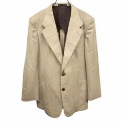 【中古】[印象AB] PLAYBOY プレイボーイ テーラードジャケット メンズ L ベージュ ラムウール×カシミヤ ２つボタン留め センターベント 無地 内ポケット×２ 袖は開き見せ 微起毛 厚手の肩パッド(厚さ約2.5cm) 背抜き裏地のサムネイル