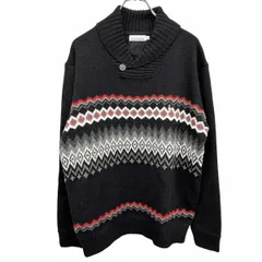 【中古】[印象AB] HUSH PUPPIES ハッシュパピー フロントニット / カットソー メンズ M ブラック 黒×赤×グレー ポリ×アクリル 裏起毛 シェブロン ボーダー 長袖のサムネイル