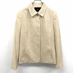 【中古】[印象AB] 4℃ ヨンドシー ステンカラージャケット レディース M ベージュ ポリなど 無地 薄手の肩パッド入り 若干薄手 微起毛 背抜き裏地 ボタン留め フライフロント 長袖のサムネイル