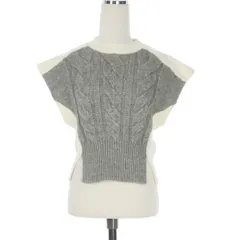 ザラ ZARA 23SS ケーブルニットベスト バイカラーセーター S ホワイト/グレー 4938/110 国内正規