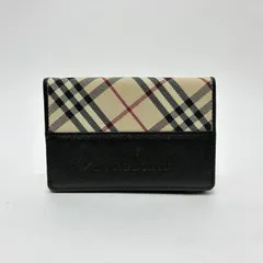 4107 BURBERRY バーバリー 名刺入れ カード入れ ノバチェック ブラック レザー キャンバス