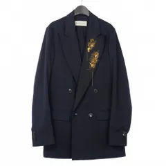 ドリスヴァンノッテン DRIES VAN NOTEN 25SS BARTON GD EMB 1473 M.W.JACKET ビジュー ダブル ロングジャケット 46 紺 ネイビー