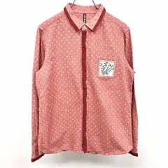 【中古】[印象AB] FRAPBOIS フラボア ネルシャツ レディース 1SIZE ベイクドピンク×レッド ピンク 綿100% 微起毛 ソフトネル 植物柄パッチ ドット柄 長袖のサムネイル