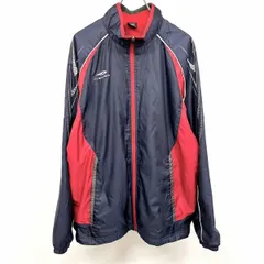 【中古】[印象AB] TIGORA ティゴラ ジップジャケット / ブルゾン メンズ O XL LL 2L ネイビー×レッド×ホワイト ポリ100% ロゴ刺繍 ハイネック 裾に調節ゴム 内ポケット無し 若干薄手 裏地付き ラグラン 長袖のサムネイル