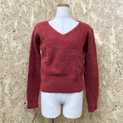 【新品】[印象N] MK MICHEL KLEIN ミッシェルクラン レディース 38 メランジレッド 赤 毛×ナイロン×ポリウレタン 長毛ニット セーター Vネック 無地 長袖のサムネイル
