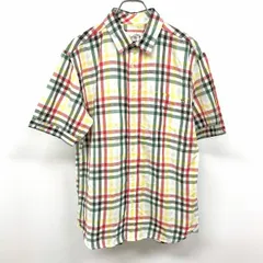 古着 Arnold Palmer アーノルドパーマー 3 メンズ 薄手 シャツ 若干透け感 チェック 半袖 綿100% ホワイト×グリーン×レッド×ブルー×ブラック