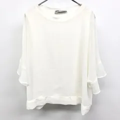 古着 ZARA ザラ S レディース 女性 レイヤードトップス オーバーサイズシフォン×タンクトップ 無地 7分袖 レーヨン×ポリウレタン ホワイト 白