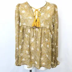 古着 AZUL by moussy アズールバイマウジー M レディース 女性 薄手 プルオーバーシフォンブラウス 花柄 長袖 ポリエステル100% ブラウン 茶色