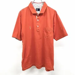 【中古】[印象AB] TOURSTAGE ツアーステージ ポロシャツ メンズ LL XL ヘザーオレンジ系 ポリ×綿 ロゴ刺繍 ゴルフ Tシャツ生地 襟と前立てに花柄裏地 半袖 ポケットのサムネイル