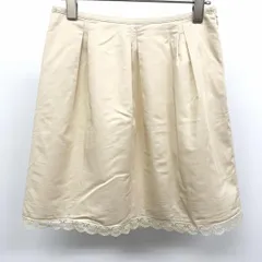 【中古】[印象B] PRIVATE LABEL プライベートレーベル スカート レディース M ベージュ 綿×ポリ×シルクなど サイドファスナー ウエストタック 薄手 裏地付 裾に花柄スカラップレースのサムネイル