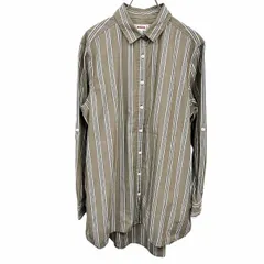 【中古】[印象AB] McGREGOR マックレガー シャツワンピース レディース LL XL カーキ カーキ×紺×白系 綿100% シャツチュニック ストライプ 長袖 ロングテールのサムネイル