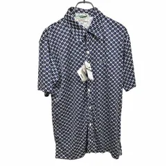 【新品】[印象N] Crocodile クロコダイル シャツ / カットソー メンズ M ネイビー ポリ100% ボックスカット 裾の両サイドにスリット 薄手 総柄 スリムフィット ワニの刺繍 半袖 Coolon ポケット無しのサムネイル