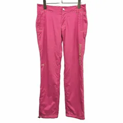 【中古】[印象AB] UNDER ARMOUR アンダーアーマー パンツ レディース S (SM) ピンク ピンク×黄 ポリエステル100% 裾に調節ゴム ジップフライ 薄手 メッシュ裏地 ロゴ刺繍のサムネイル