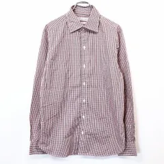 【中古】[印象A] UNITED ARROWS GREEN LABEL RELAXING ユナイテッドアローズ シャツ メンズ M 赤×紺×白 綿100% SLIM FIT チェック ポケット無し 長袖のサムネイル
