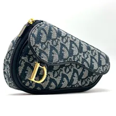 【小さな贅沢を日常に】　Christian Dior　ポーチ サドル トロッター D金具 小物入れ バニティポーチ　ネイビー