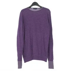 ジョンスメドレー JOHN SMEDLEY クルーネック ハイゲージボーダーニット セーター 長袖 M パープル 紫 