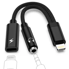 to 3.5mm オーディオ変換アダプター iPhone イヤホン 変換 & Lightning 急速充電同時 Hi-Fi音質 DAC搭載 音楽調節 MFi認証 高耐久ナイロン 充電 2in1 + 音楽 2IN1 iPhone14/13/12/11/SE/Xs