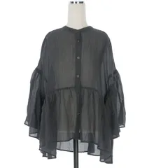 ローリーズファーム LOWRYS FARM シアーフリルブラウス シャツ 半袖 F ブラック 黒 LF625038AD