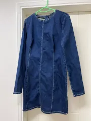 デニムワンピース 長袖 デニムワンピース ザラワンピース 新品