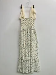 continuer de NICE CLAUP コンティニューデナイスクラップ ワンピース F アイボリー 花柄・ボタニカル柄 リボン 袖なし ロング・マキシ丈 フレア