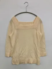 MICHEL KLEIN ミッシェルクラン ニット/セーター アイボリー ニット 無地 ミドル丈 半端袖 スクエアネック