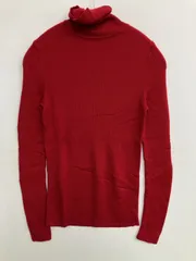 UNIQLO ユニクロ ニット/セーター M レッド ウール・ニット 無地 ミドル丈 長袖 タートルネック/ハイネック