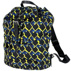 プラダ PRADA ロゴプレート リュックサック リュック ナイロン ブラック マルチカラー レディース 【中古】