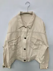ems エムズエキサイト デニムジャケット M アイボリー 無地 フードなし ボタン留め