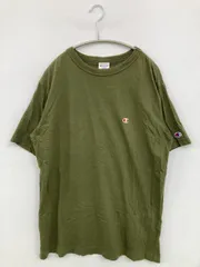 Champion チャンピオン Tシャツ/カットソー LARGE カーキ 無地 ワンポイント ブランドロゴ ミドル丈 半袖 クルーネック(丸首)