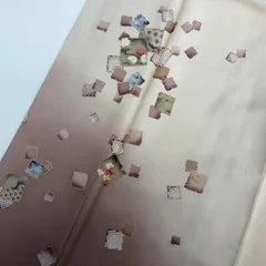 付下げ 縮緬 金彩の上品な染め 紋無し 正絹 着物 MK-6577