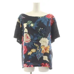 ケイタマルヤマ KEITA MARUYAMA カットソー Tシャツ 半袖 麻 リネン 1 黒 ブラック 花柄 AH 26-1807 JD /RRのサムネイル