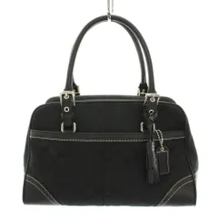 コーチ COACH ハンプトンズ シグネチャー サッチェル ハンドバッグ キャンバス レザー 黒 ブラック 8K05 /YT