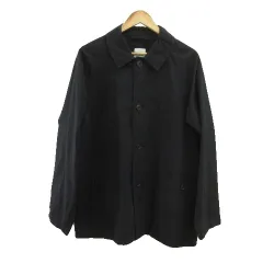 サージュデクレ sage de cret シャツジャケット 上着 M 黒 ブラック 無地 レギュラーカラー 長袖 /GR ■GY58のサムネイル