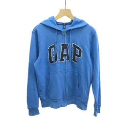 ギャップ GAP パーカー 上着 XS 青 ブルー 長袖 ジップアップ ロゴプリント 裏起毛 /PP ■ECA003