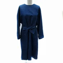 スタニングルアー STUNNING LURE デニムワンピース ロング丈 長袖 フリンジ リボン 0 青 ブルー /SM30