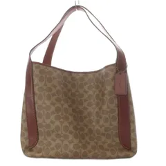コーチ COACH ハドリー ホーボー シグネチャー キャンバス ショルダーバッグ PVC レザー ベージュ 79249 /YO4