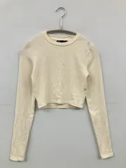ZARA ザラ Tシャツ/カットソー USA S アイボリー 無地 ショート丈 長袖 クルーネック(丸首)