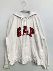 GAP ギャップ パーカー L ホワイト コットン 無地 ブランドロゴ ジップアップ 長袖