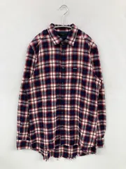 DIESEL ディーゼル シャツ/ブラウス M レッド コットン チェック柄 ブランドロゴ ミドル丈 長袖 レギュラーカラー