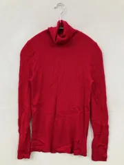 UNIQLO ユニクロ ニット/セーター M レッド 無地 ミドル丈 長袖 タートルネック/ハイネック