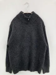 UNIQLO ユニクロ ニット/セーター M グレー ウール・ニット 無地 ミドル丈 長袖 タートルネック/ハイネック