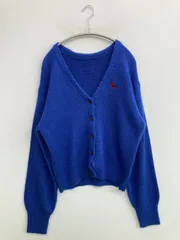 COMMON GULL PRODUCTS カーディガン/ボレロ M ブルー ウール・ニット 無地 ワンポイント 刺繍 ショート丈 長袖
