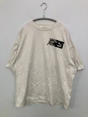 PUMA プーマ Tシャツ/カットソー L ホワイト 前面プリント バックプリント ブランドロゴ ミドル丈 半袖 クルーネック(丸首)