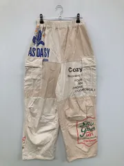RODEO CROWNS ロデオクラウンズ カーゴパンツ S アイボリー クロップド・半端丈 コットン 前面プリント バックプリント ワイド・ルーズ ストレート ハイウエスト ウエストゴム・紐
