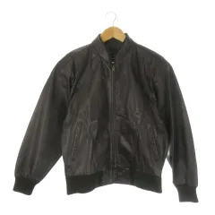 Pierre Bonee レザージャケット ボンバージャケット M 焦げ茶 ダークブラウン 長袖 スタンドカラー リブ袖リブ裾 80656 /CK11 ■GY61